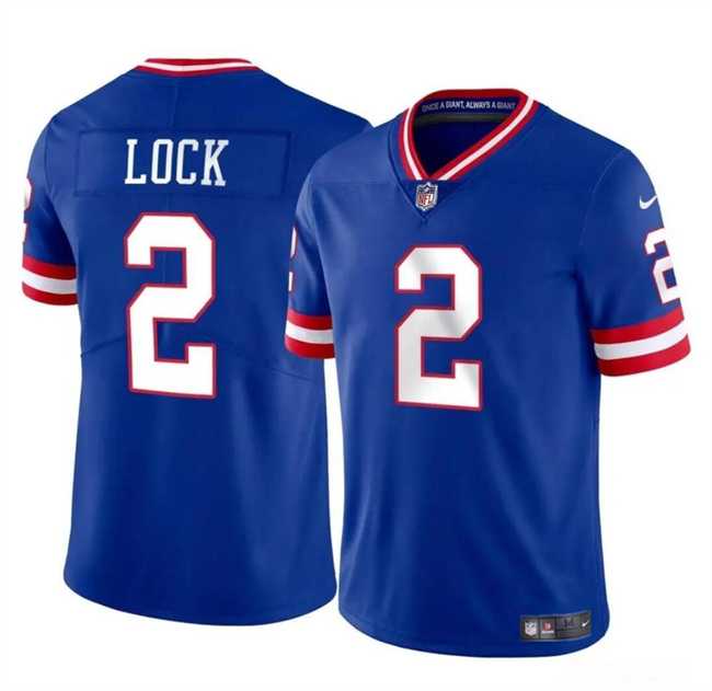 Men & Women & Youth New York Giants #2 Drew Lock Blue Throwback Vapor Untouchable Limited Football Stitched Jersey->->NFL Jersey
